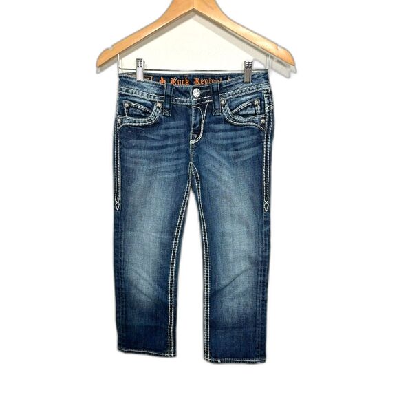 Rock Revival Denim - Rock Revival Johanna Capri size 25 Embellished Flap Pocket Denim contrast stitch